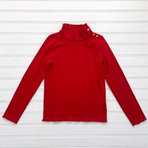 JANIE & JACK NWOT Red Ribbed Lettuce Trimmed Mock Neck Layering Blouse